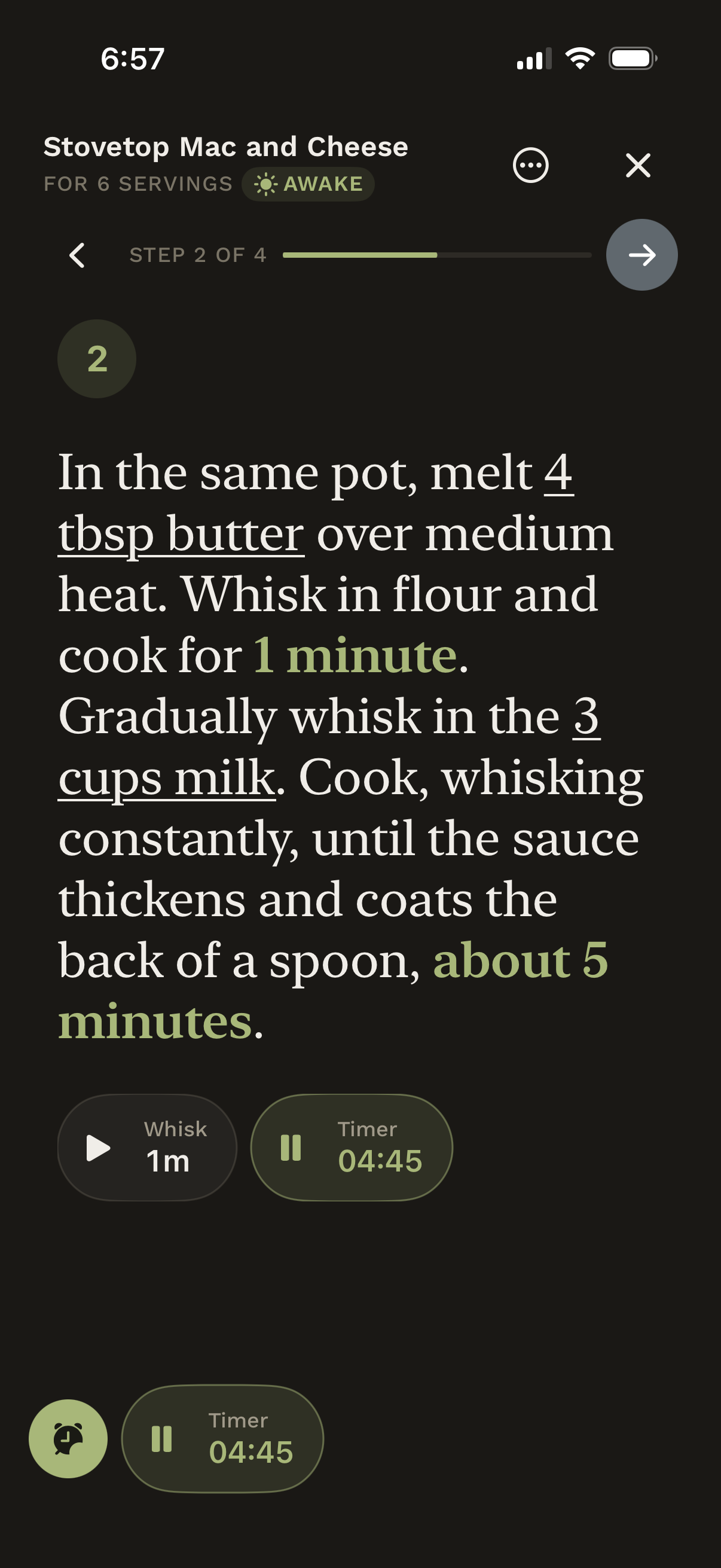 Cook Mode — step-by-step, hands-free
