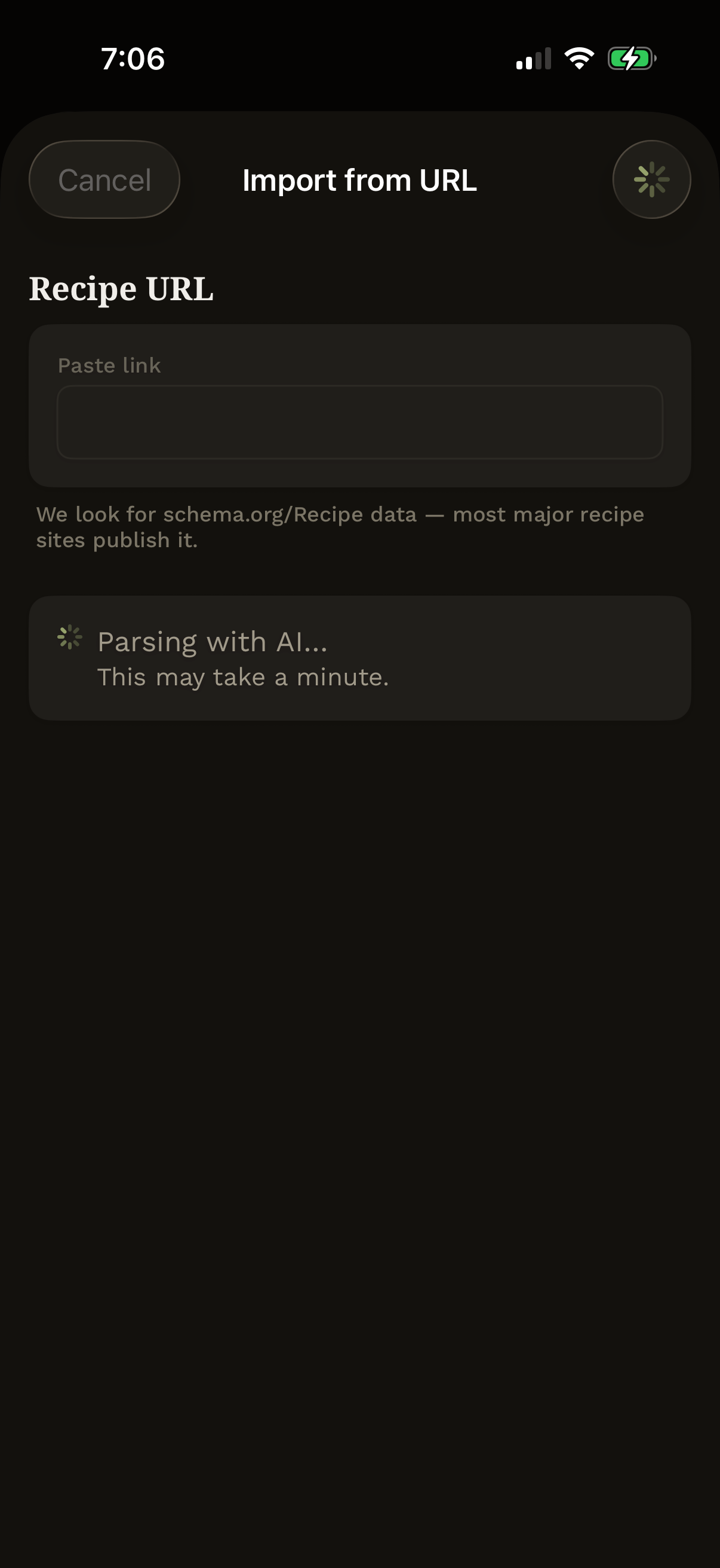 URL import — paste any recipe link