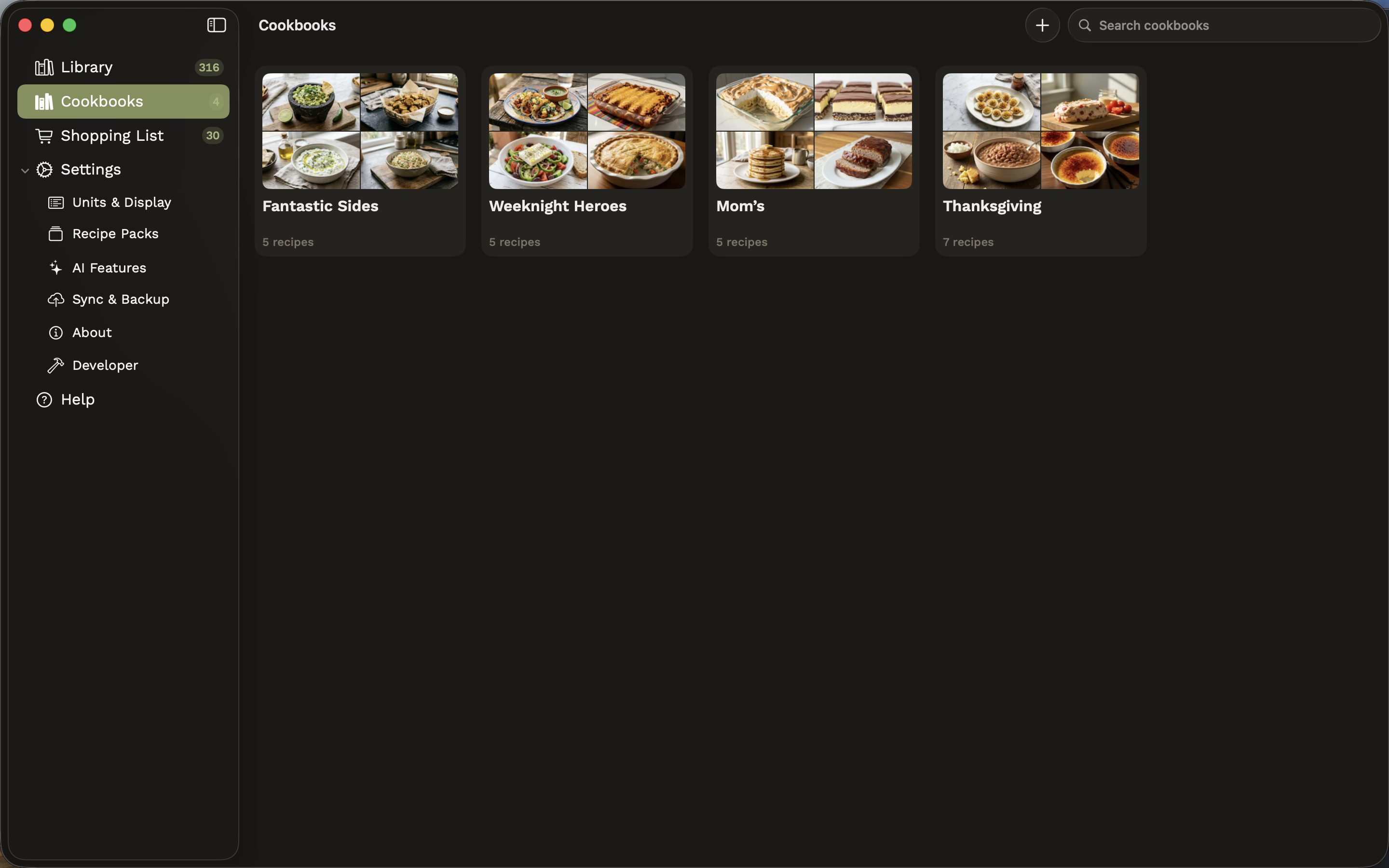 Mac cookbooks index, 4-column